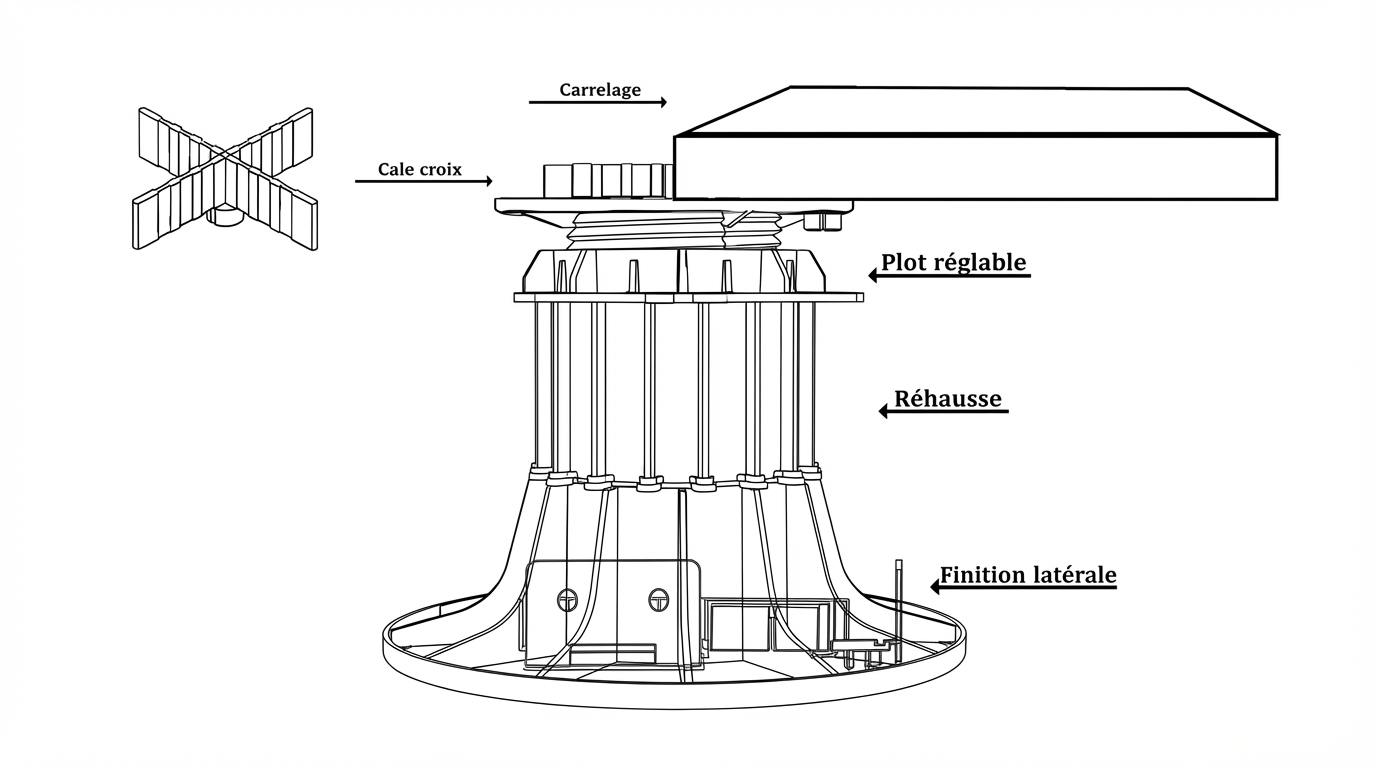 Plots réglables à croix pour dalle – 40 à 150 mm, lot de 25 ou 100 – Image 4