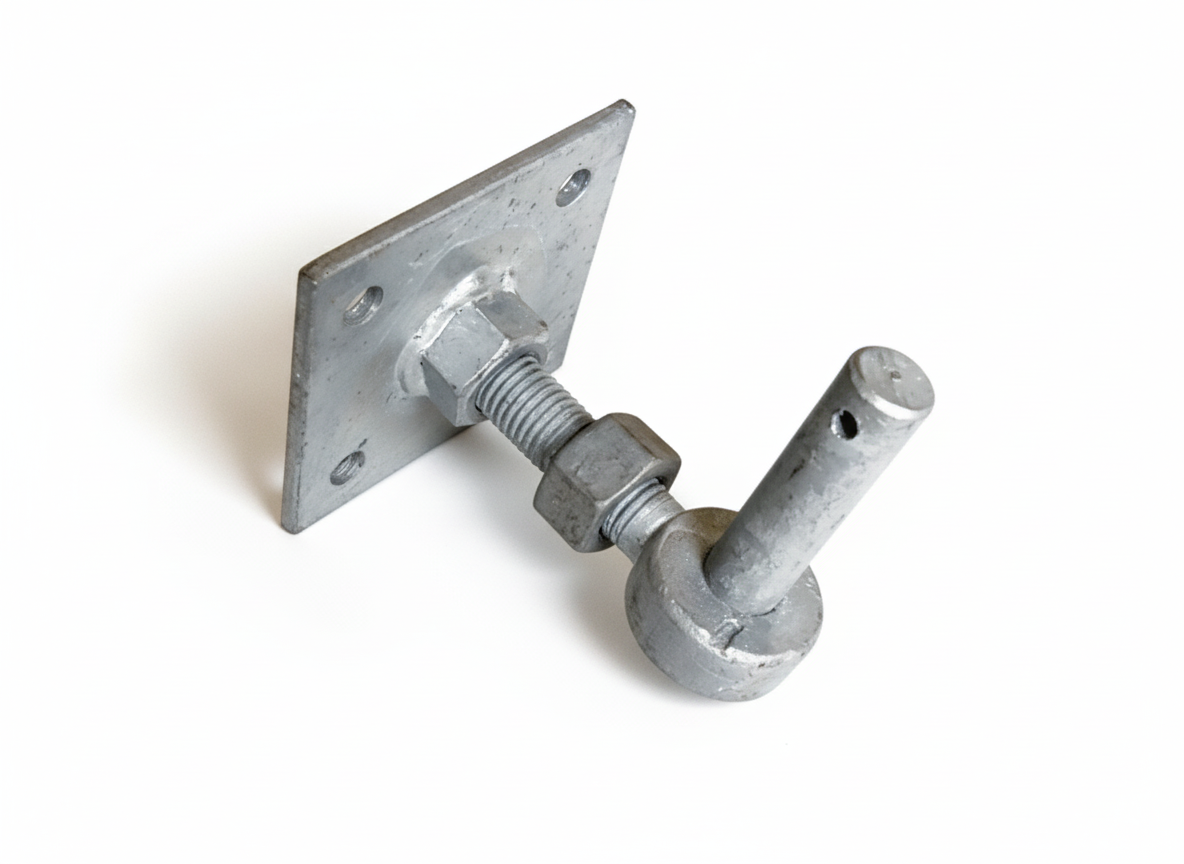 Gonds réglables galvanisés Ø 19 mm sur platine, lot de 2
