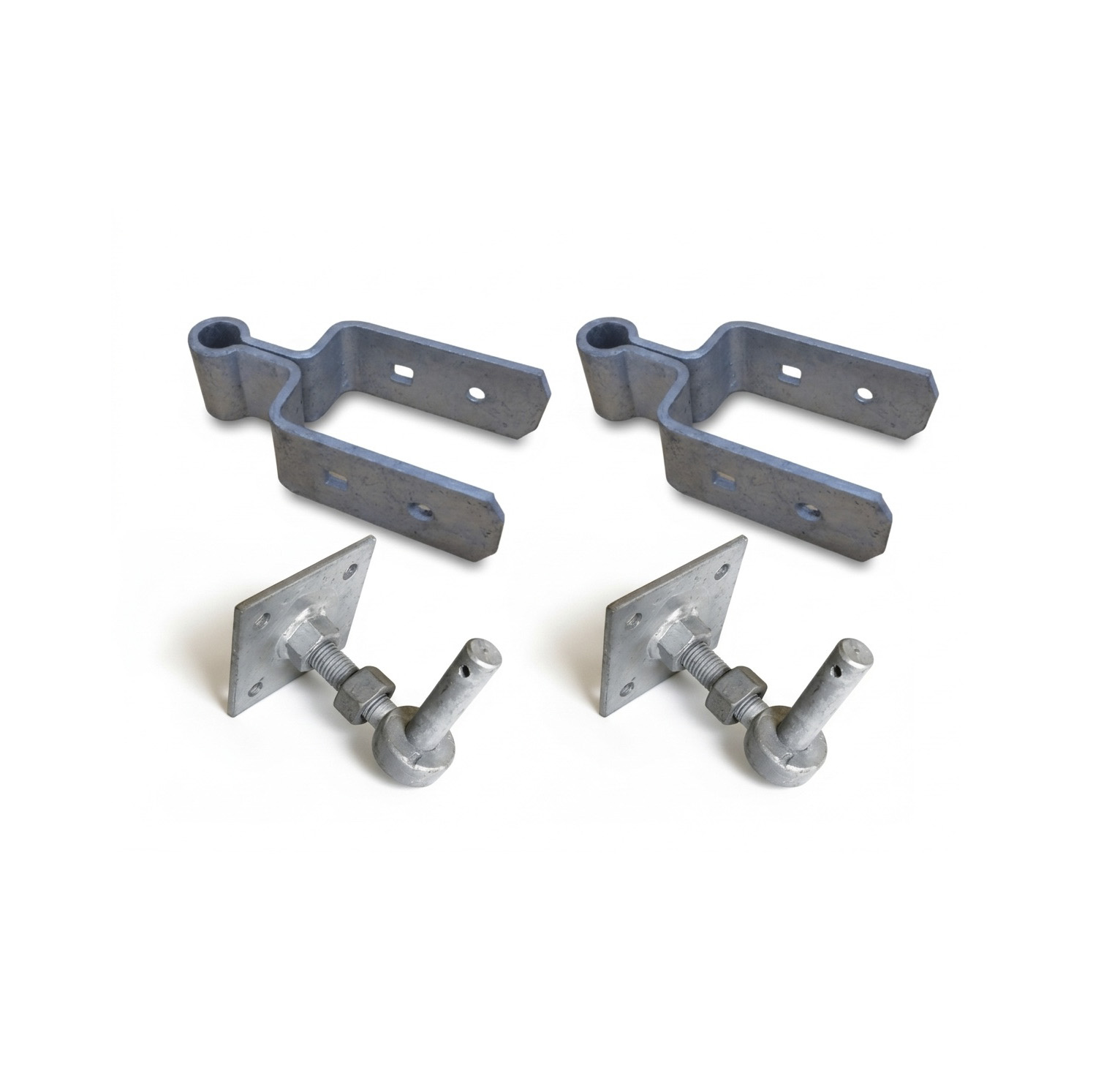 Kit pentures et gonds galvanisés – 2 pentures doubles 15, 45 ou 60 cm + 2 gonds Ø 19 mm – Image 2