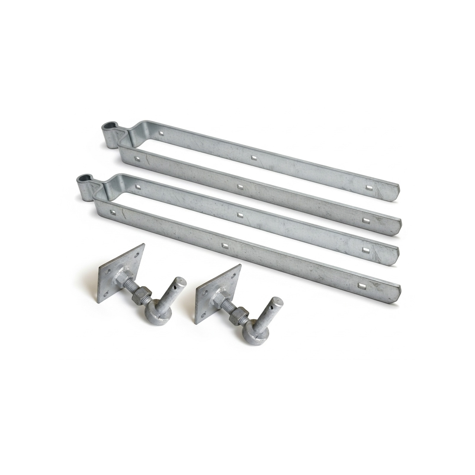 Kit pentures et gonds galvanisés – 2 pentures doubles 15, 45 ou 60 cm + 2 gonds Ø 19 mm