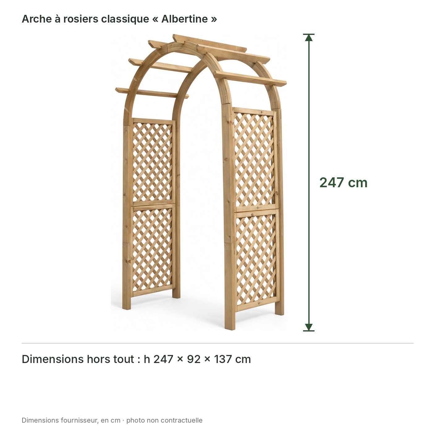 Arche à rosiers classique « Albertine » – dimensions