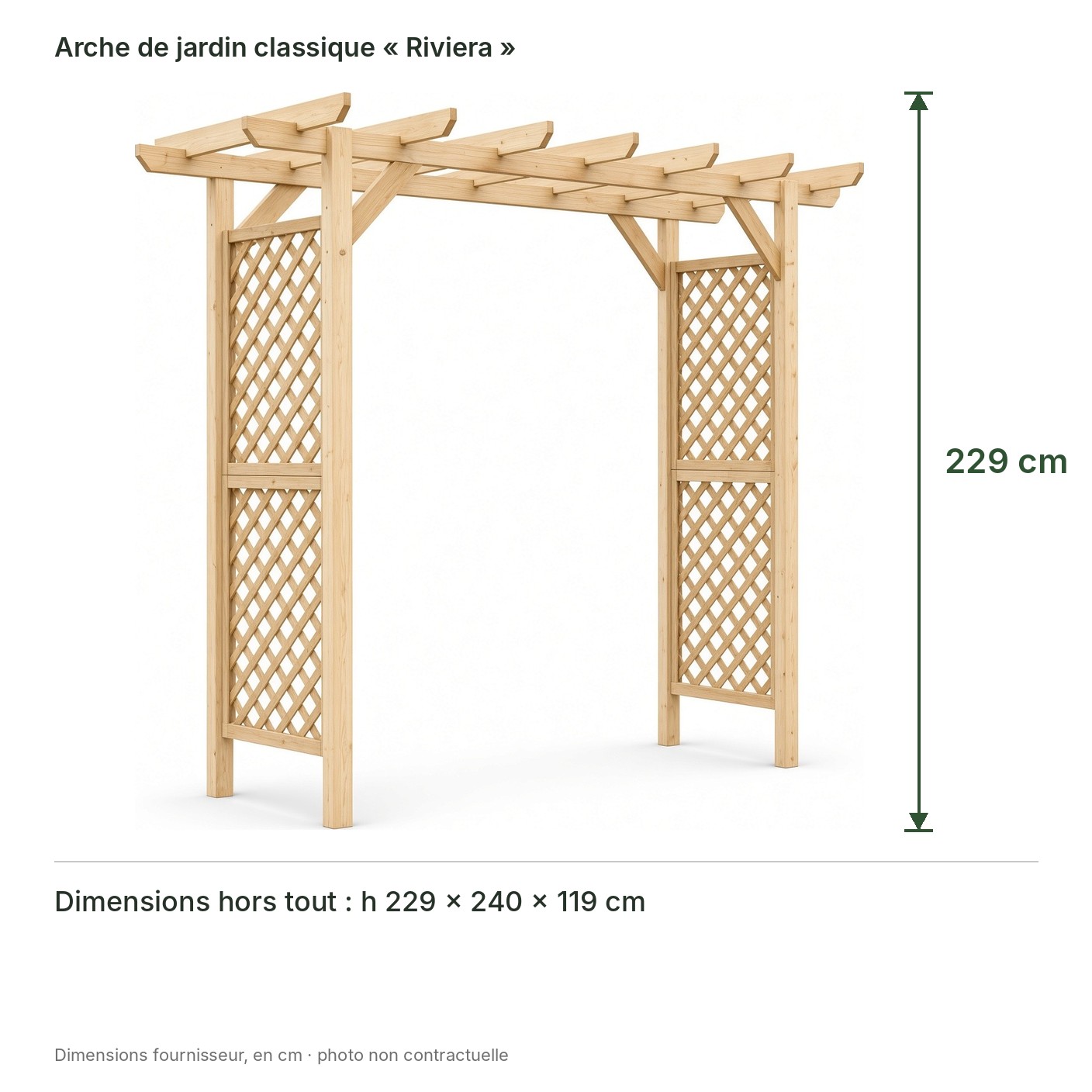 Arche de jardin classique « Riviera » – dimensions