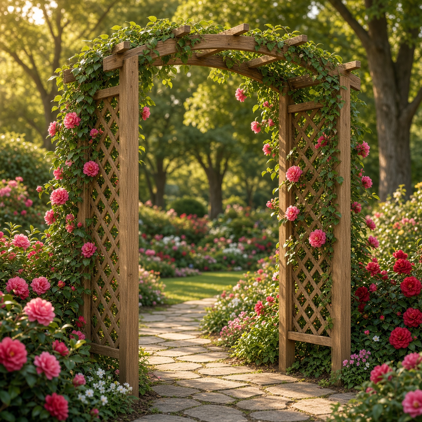 Arche de jardin en bois « Camélia » vue de face