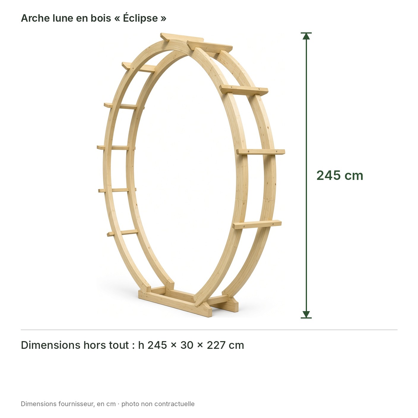 Arche lune en bois « Éclipse » – dimensions