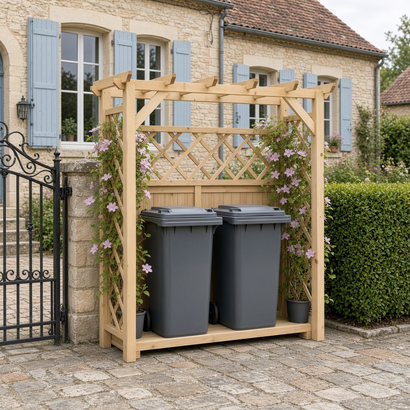 Cache-poubelles en bois « Sorbier » – exemple d’aménagement