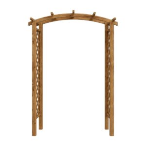 Arche de jardin en bois « Camélia » avec panneaux latéraux en treillis, sur fond blanc