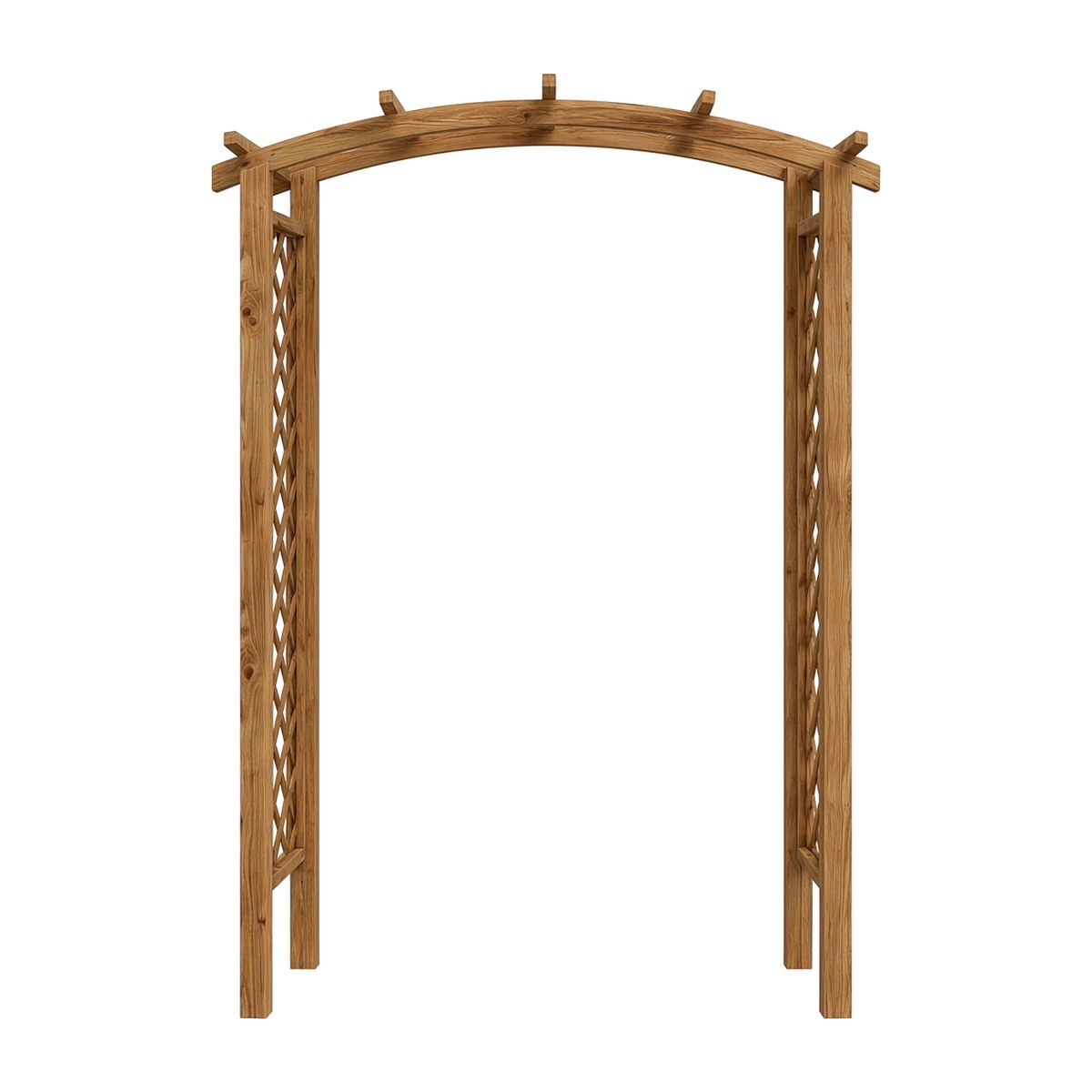 Arche de jardin en bois « Camélia » avec panneaux latéraux en treillis, sur fond blanc